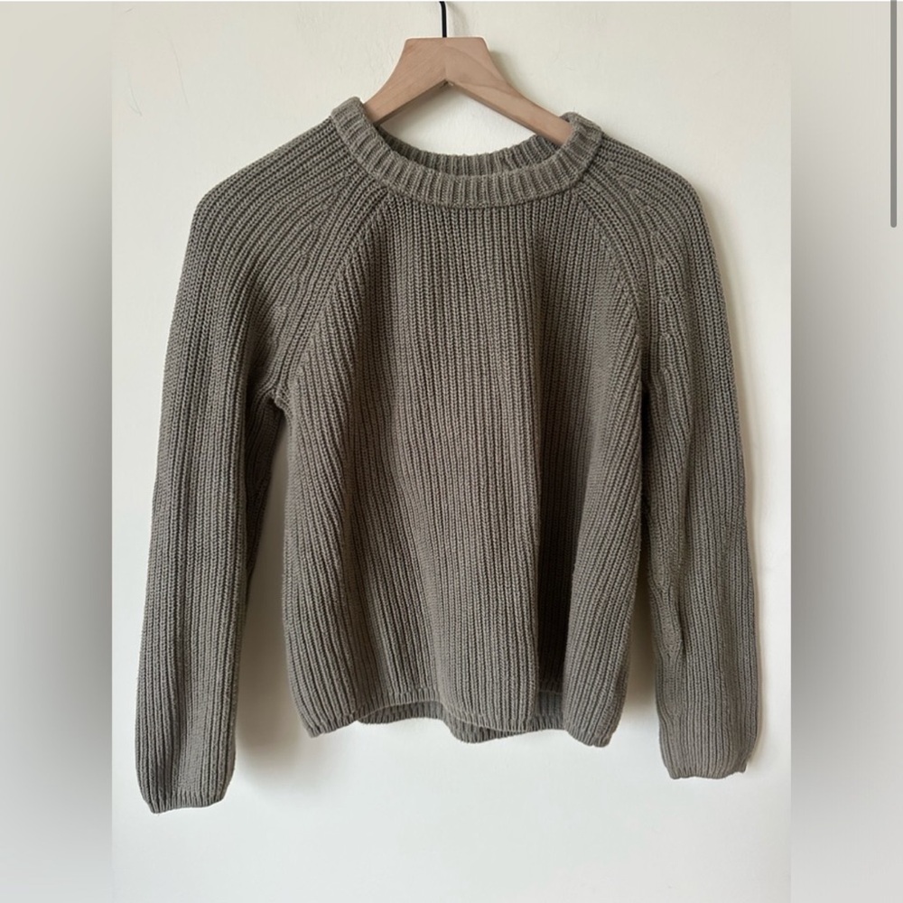 Jenni Kayne Cotton Fisherman Sweater Sage Small - Picture 2 of 6